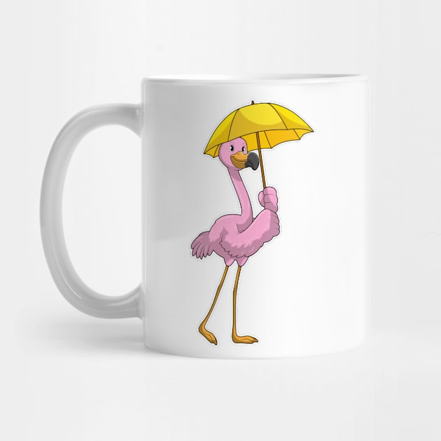 Flamingo at Raining with Umbrella by Markus Schnabel